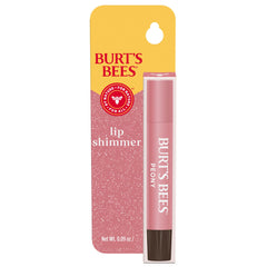Burt's Bees Lip Shimmer Peony tube close-up with luminous color and moisture