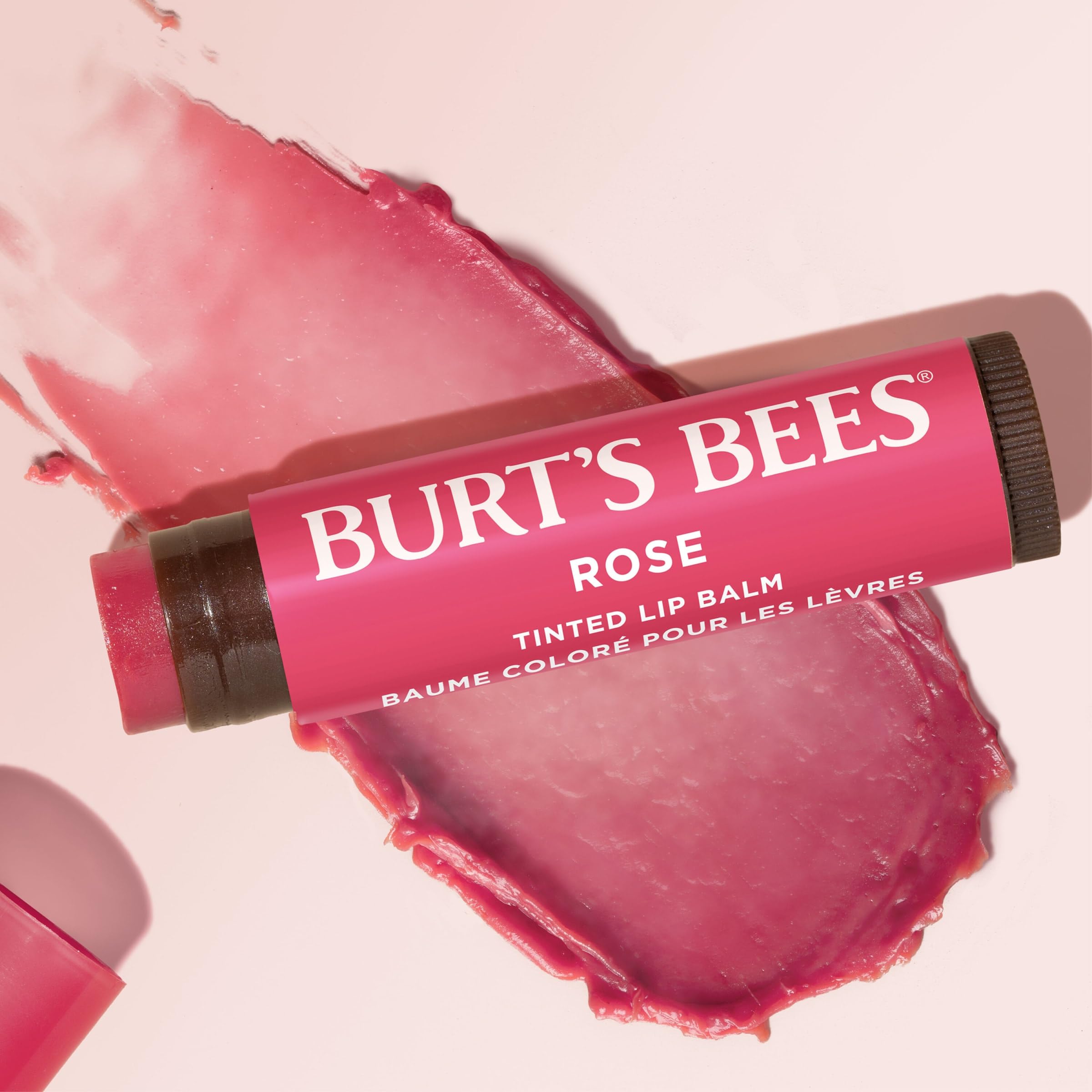 Burt's Bees Lip Tint Balm Rose on lips for natural look