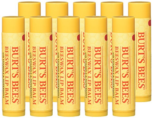 Burt's Bees lip balm packaging highlighting beeswax and vitamin E moisturizer