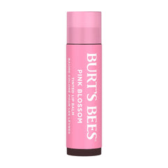 Burt's Bees Pink Blossom tinted lip balm application for sheer color and hydration.