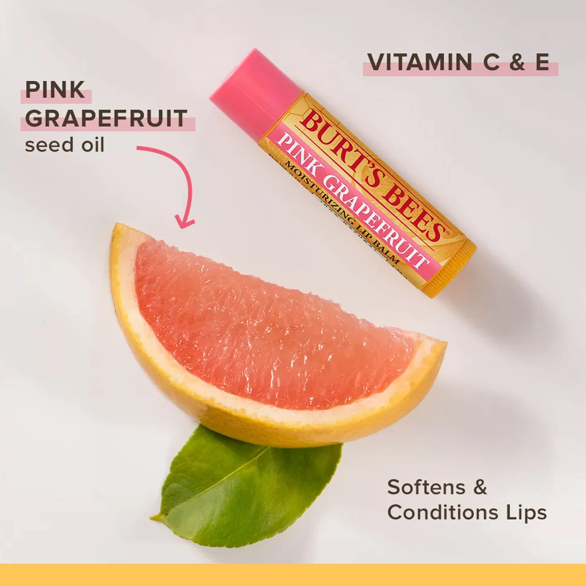 Burt's Bees Pink Grapefruit lip balm boxed packaging