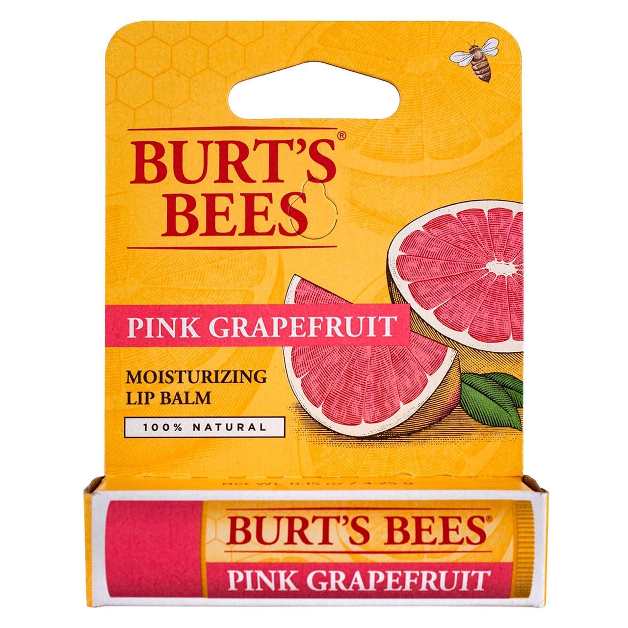 Burt's Bees Pink Grapefruit lip balm texture close-up