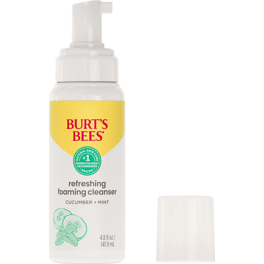 Burt's Bees refreshing foaming cleanser bottle pump for a gentle, refreshing cleanse.