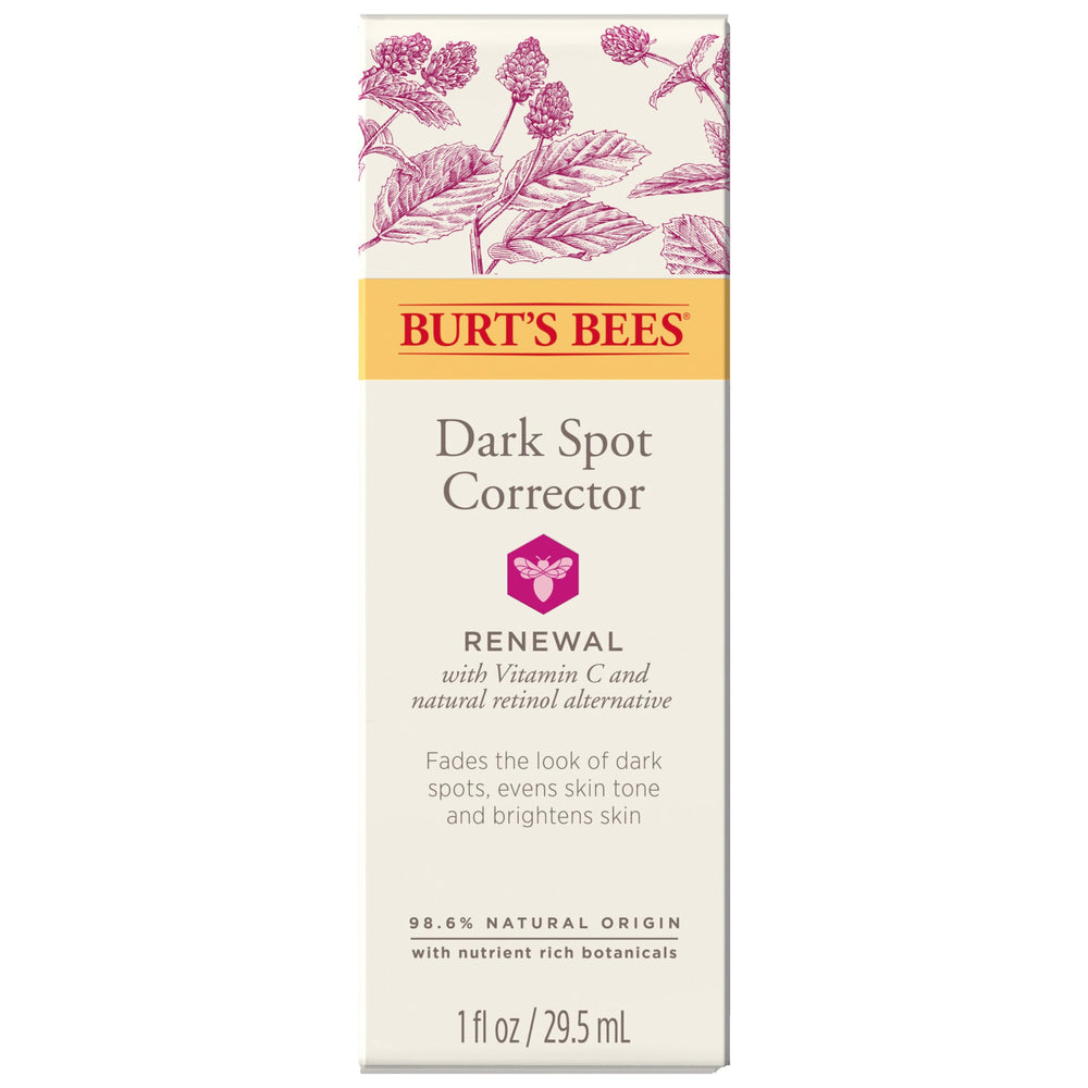 Burt's Bees Renewal Dark Spot Corrector bottle highlights natural retinol alternative for brighter skin
