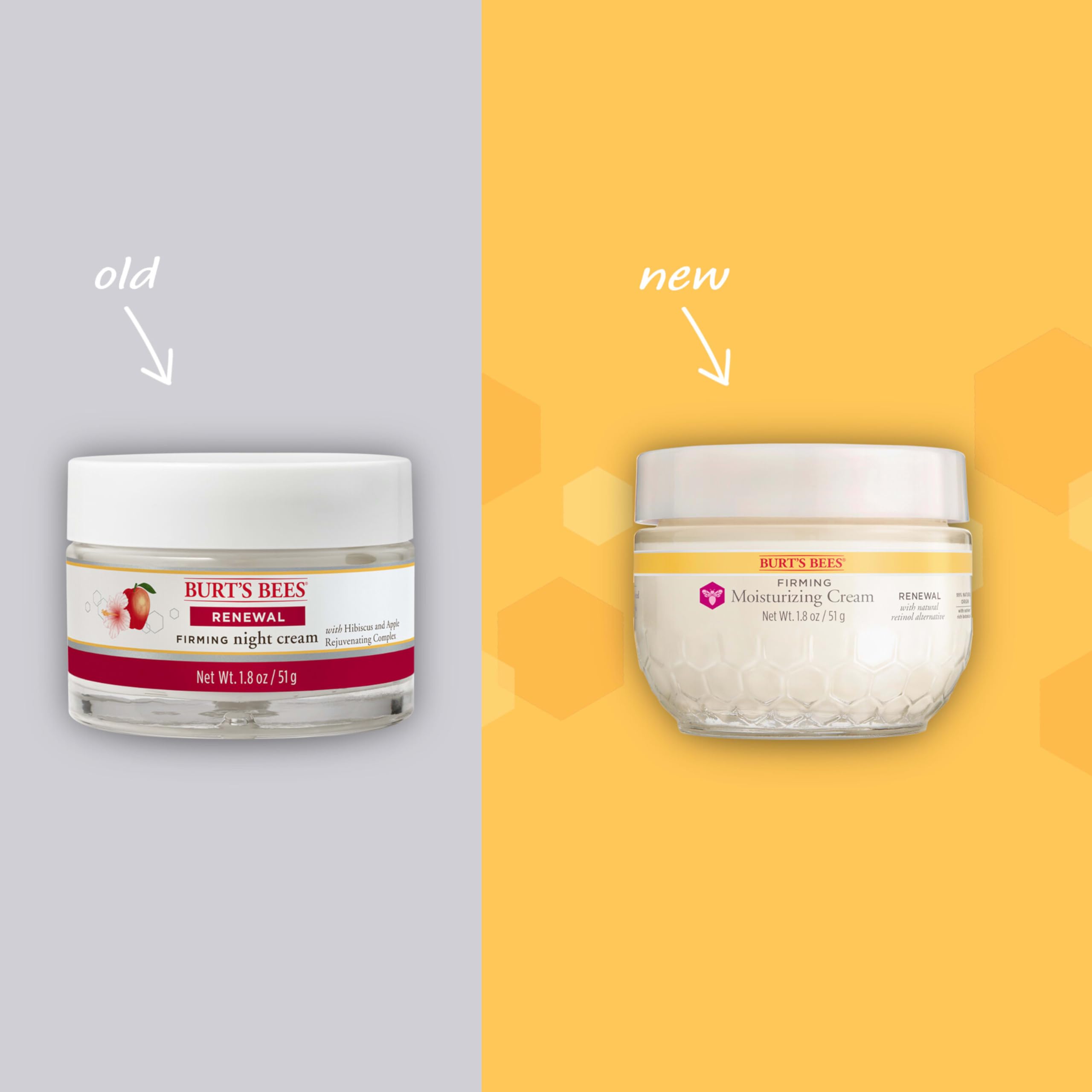 Burt's Bees Renewal Cream on finger shows silky texture and hydration.