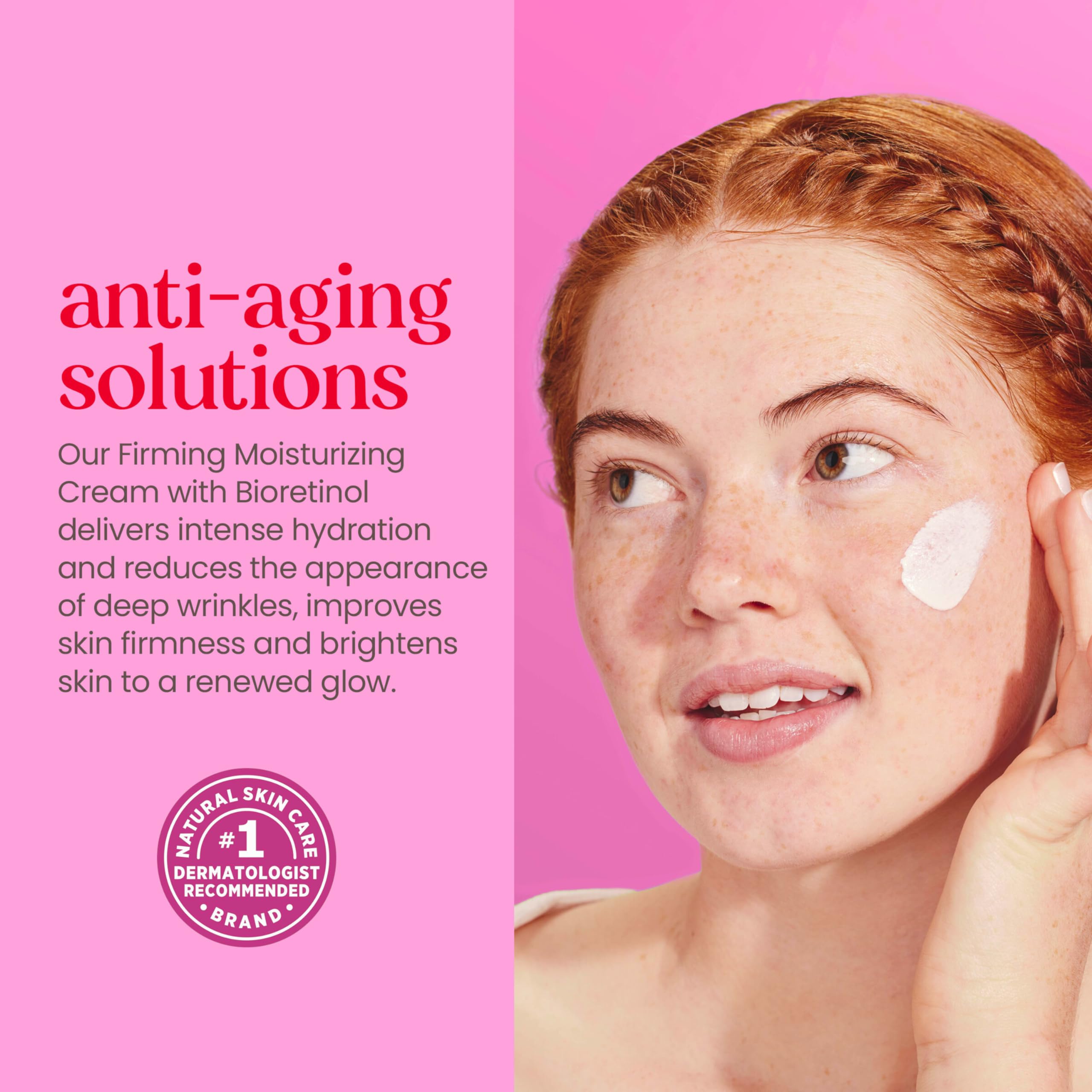 Application on face and neck with Burt's Bees Renewal fragrance-free firming cream.