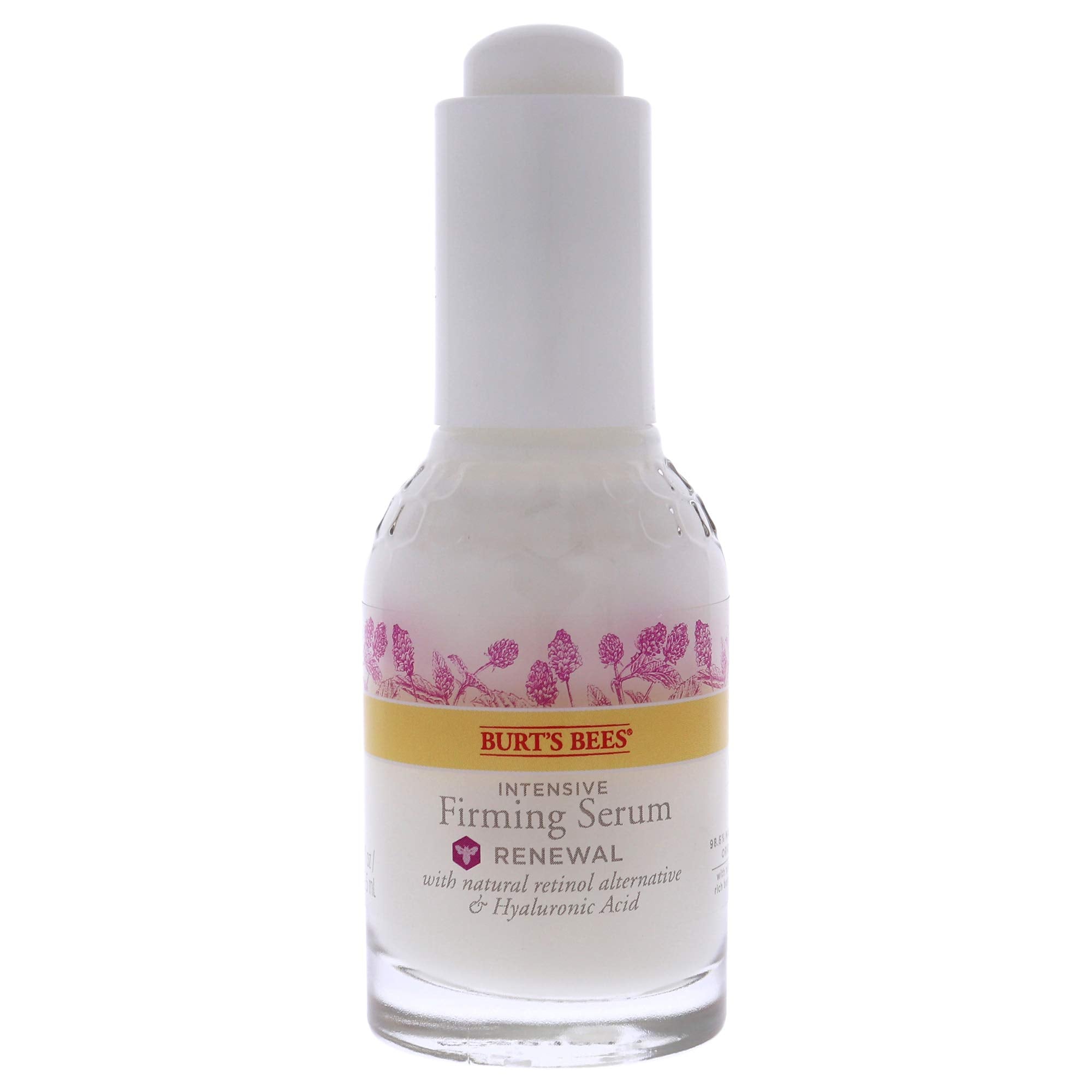 Burt's Bees Renewal Serum dropper applying formula to skin for absorption