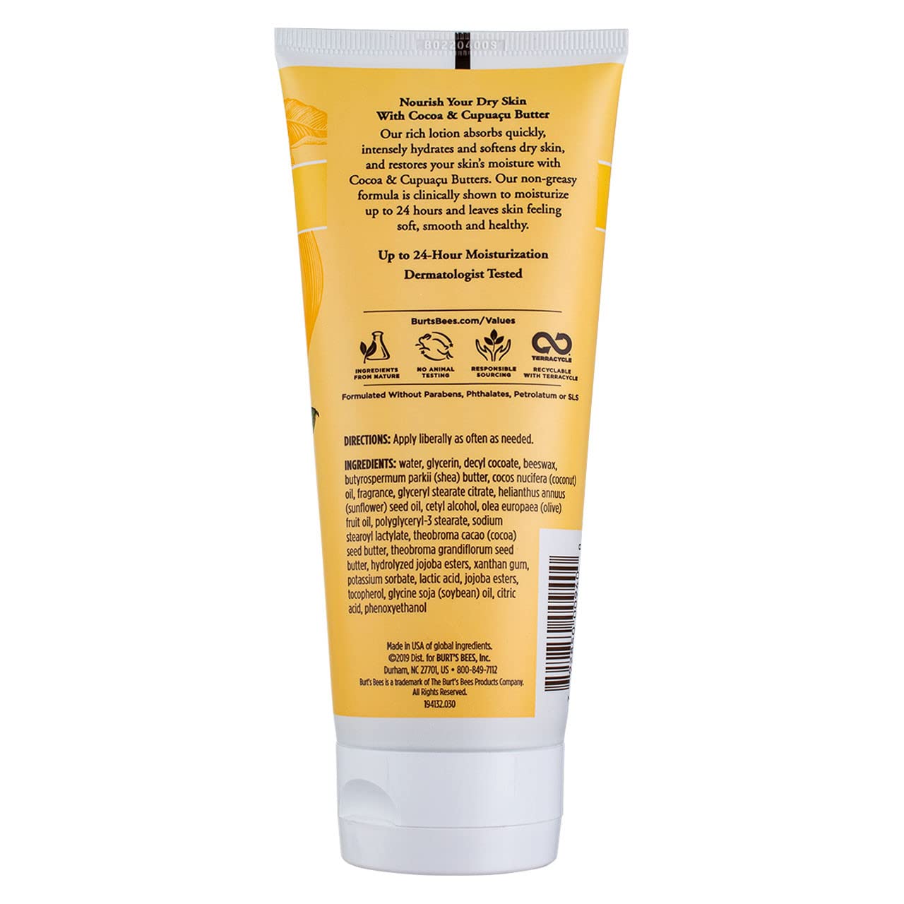 Burts Bees richly replenishing lotion dispense pump enables easy, quick application