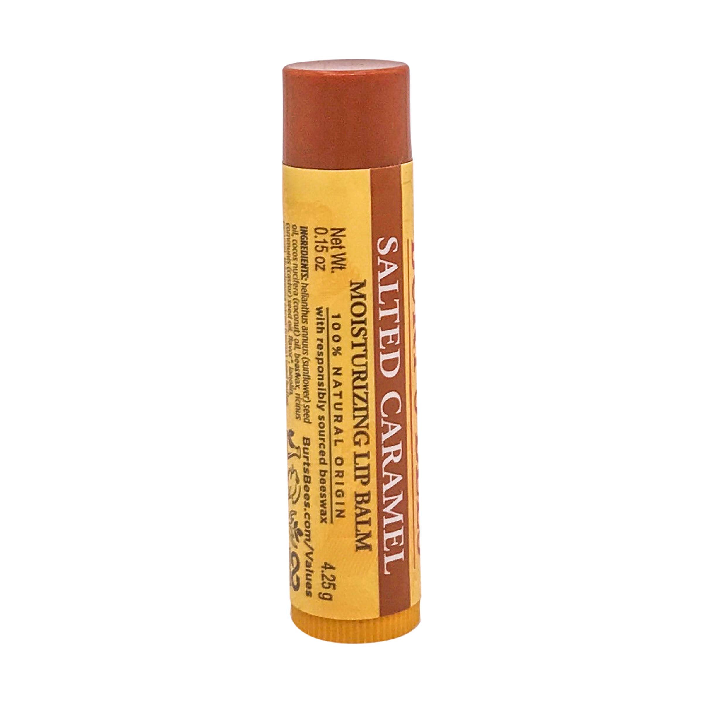 Burt's Bees Salted Caramel Lip Balm displayed for cruelty-free lip care
