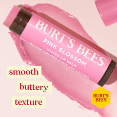 Burt's Bees Shea butter nourishes dry lips in Pink Blossom lip balm.
