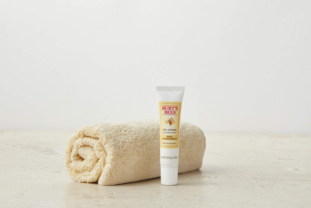 Burt's Bees skin care packaging with box and tube on white background