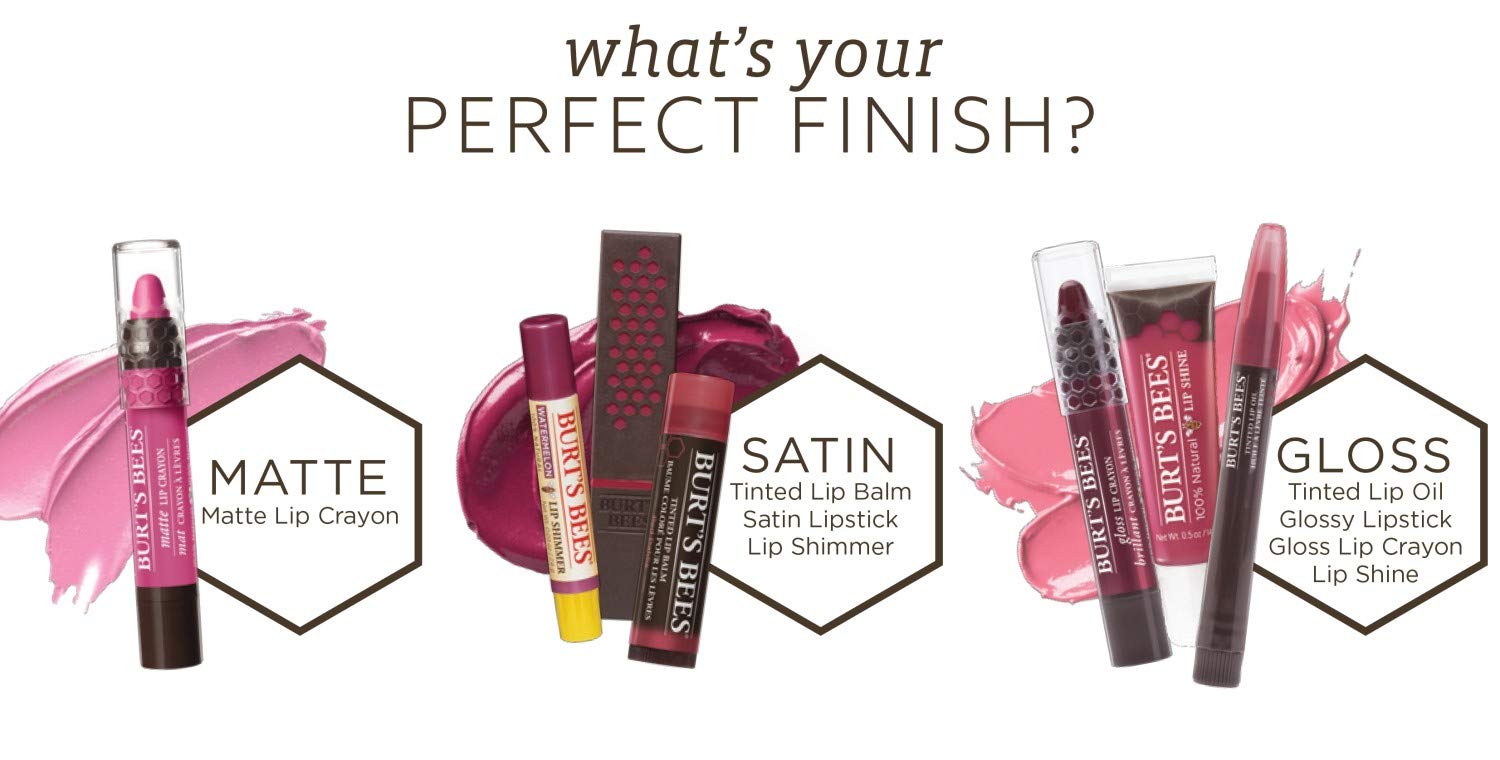 Daily wear lip color on a hand with Burts Bees Suede Splash.