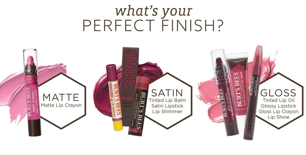 Daily wear lip color on a hand with Burts Bees Suede Splash.