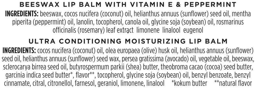 Sustainably sourced beeswax supports clean lip care from Burt's Bees.