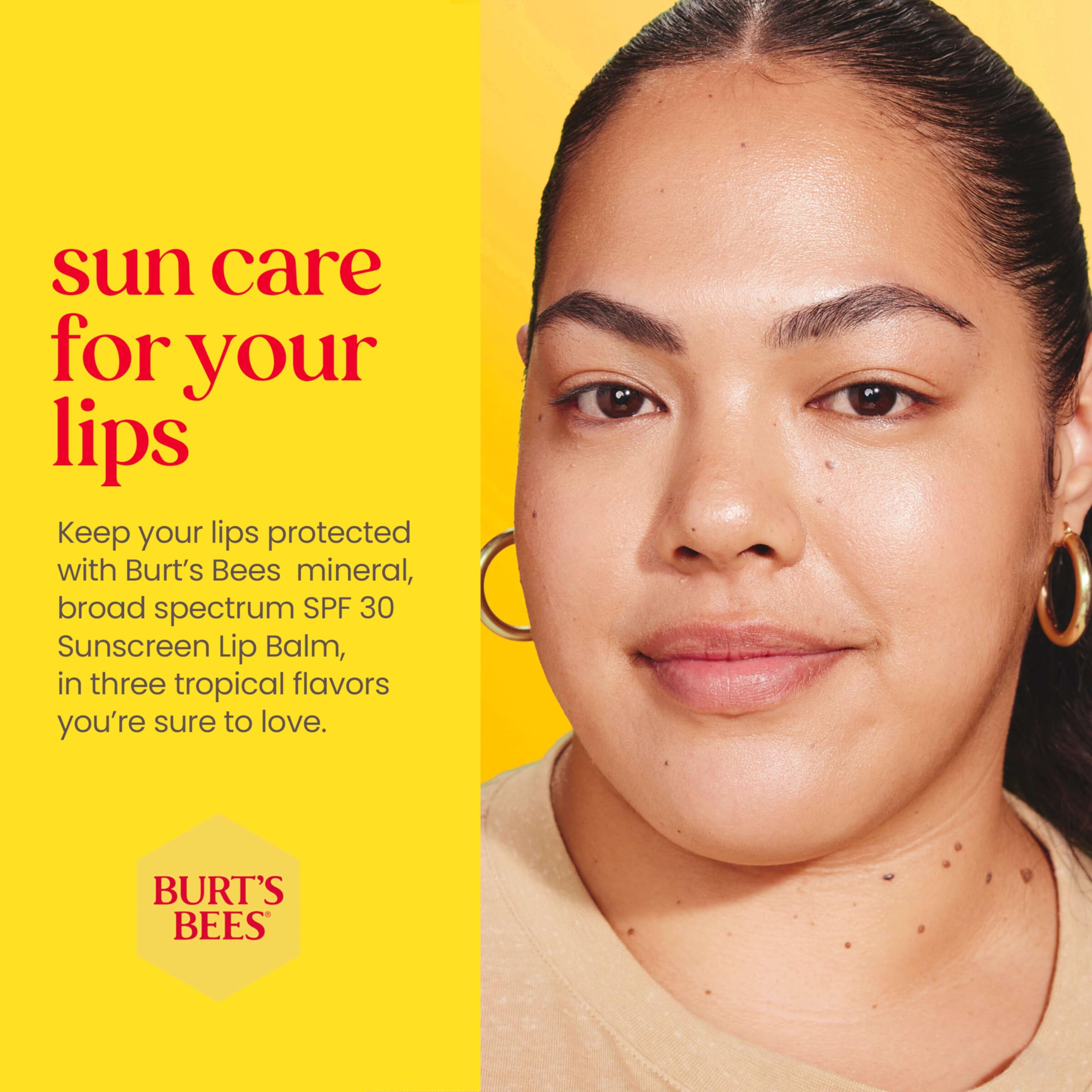 Three-tube Burt's Bees set displayed for convenient lip care anytime.