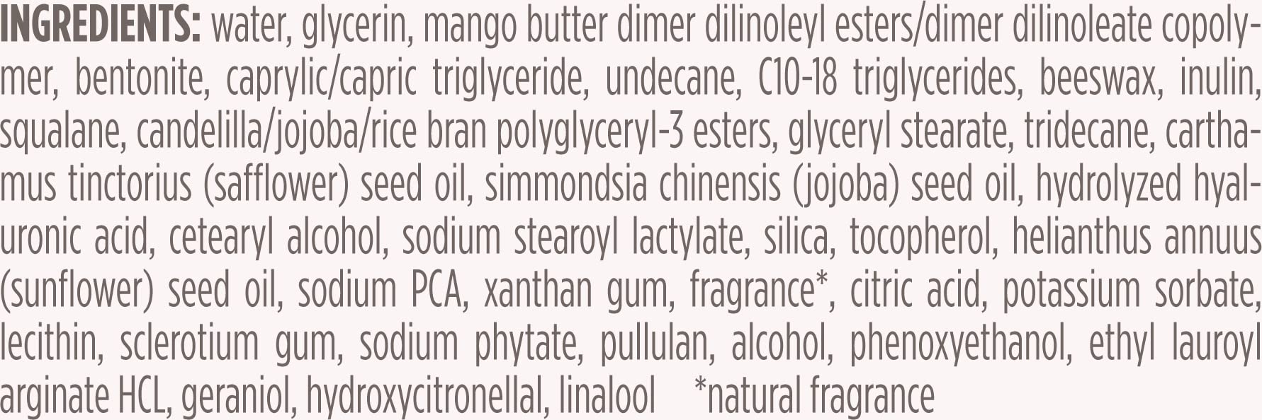 Burt's Bees Truly Glowing Night Cream close-up of ingredients highlights natural-origin formulation.