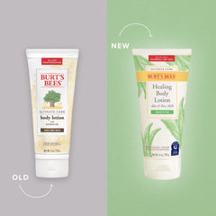 Close-up of Burt's Bees Ultimate Care Lotion with aloe and rice milk soothing skin