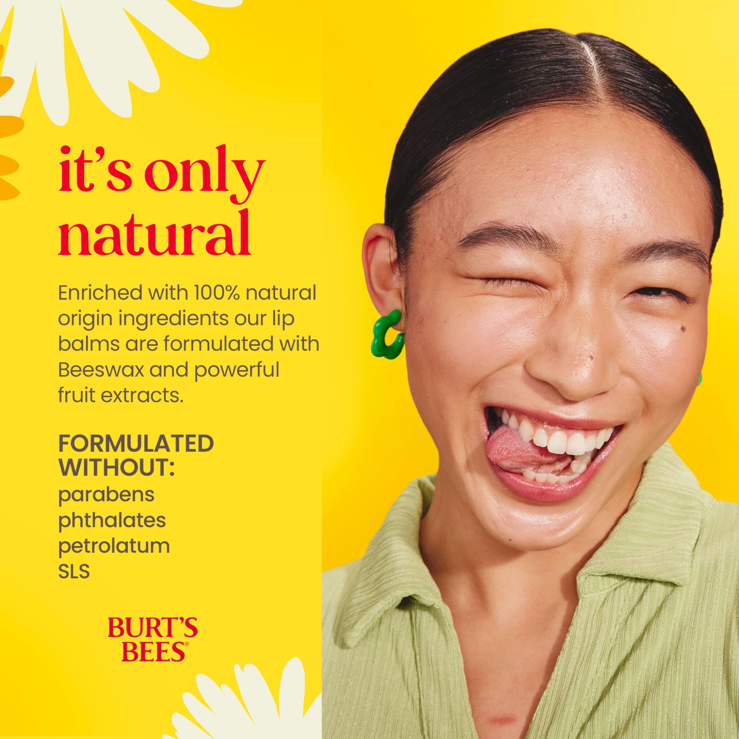 Close-up of Burt's Bees Vanilla Bean Lip Balm being applied.