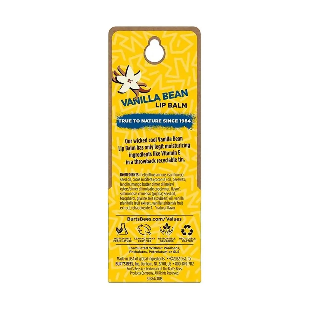 Burt's Bees Vanilla Bean lip balm glide offers smooth application and comfortable moisture.