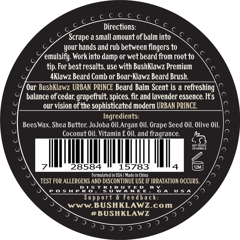 Close-up of BushKlawz Lumber balm jar under masculine tones.