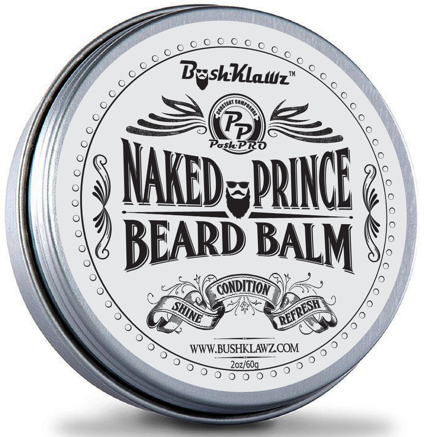 BushKlawz Naked Prince fragrance-free balm 2oz for natural grooming.