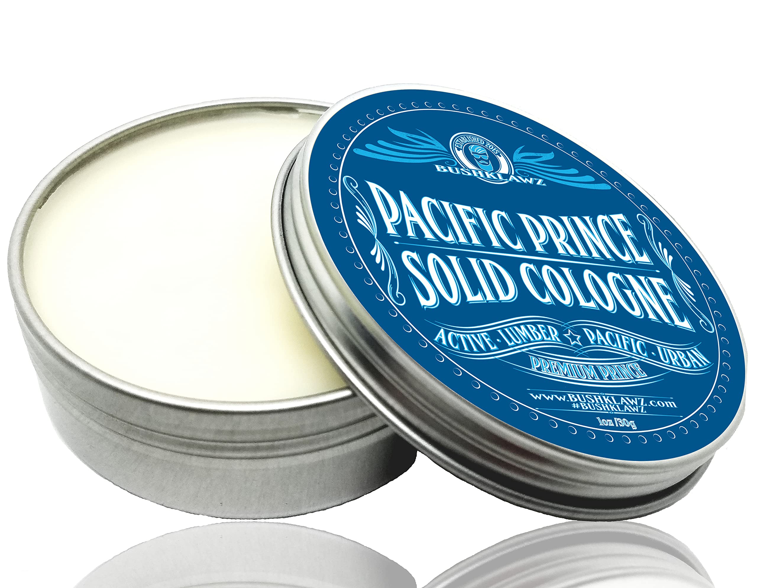 BushKlawz Premium Prince long-lasting scent tin promises all-day presence.