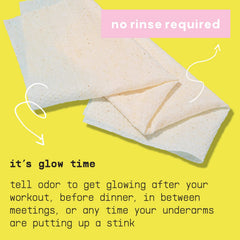 BUSYCO Glow Line Deodorant Wipes individually wrapped for on-the-go freshness and ease.