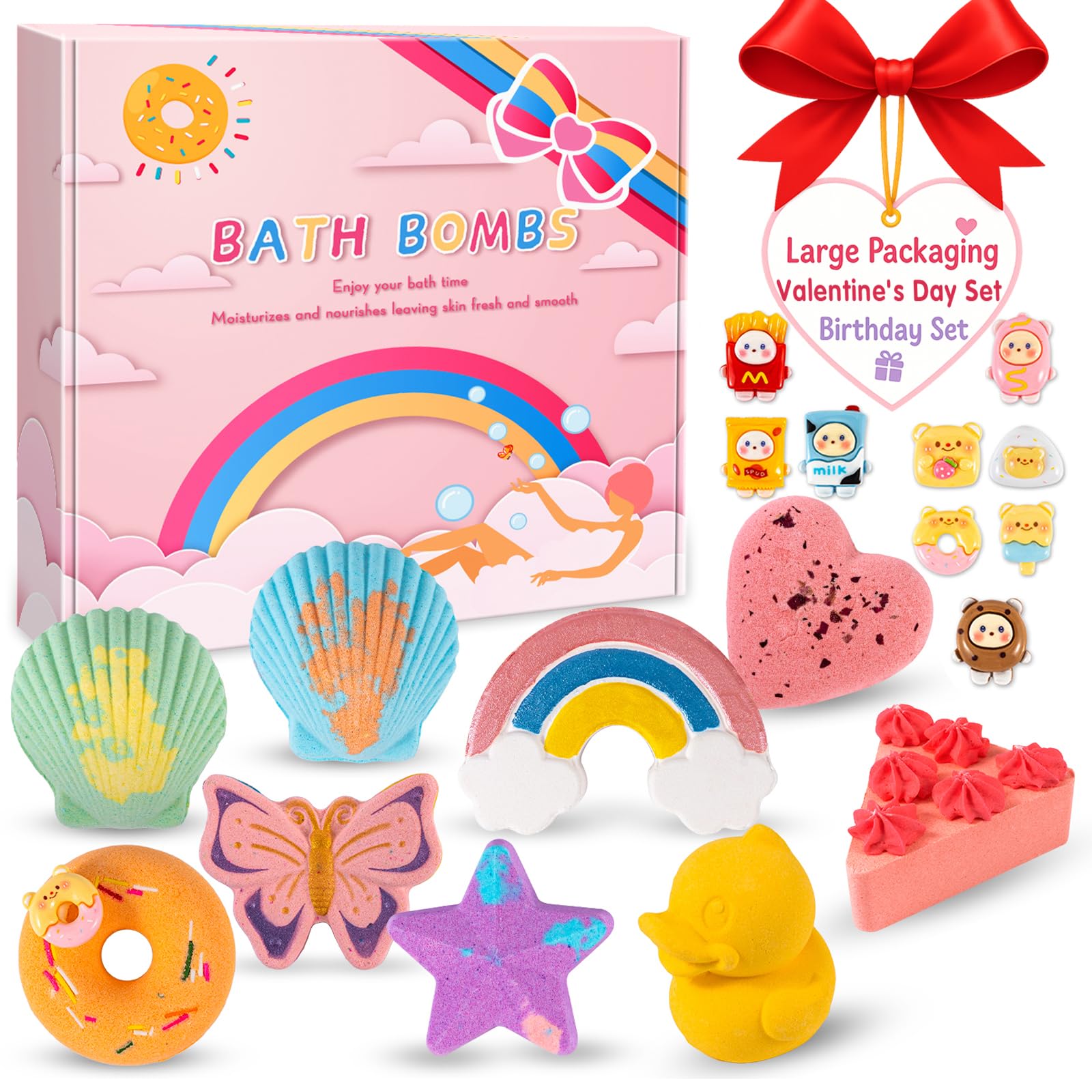 BusyMouth 9XXL bath bombs gift set with decorative box packaging
