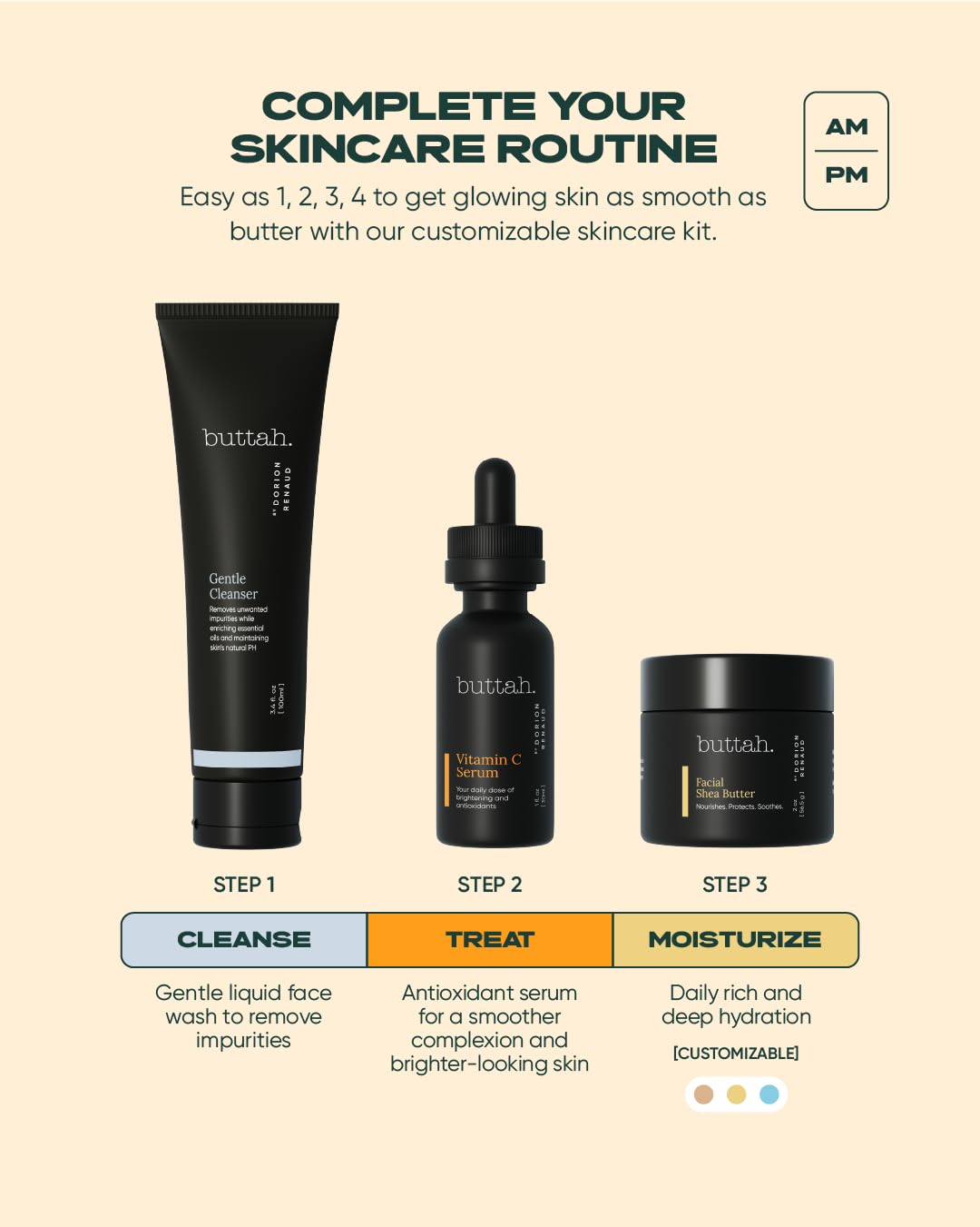 Buttah Skin Black-owned brand routine supports melanin-rich complexions hydration.