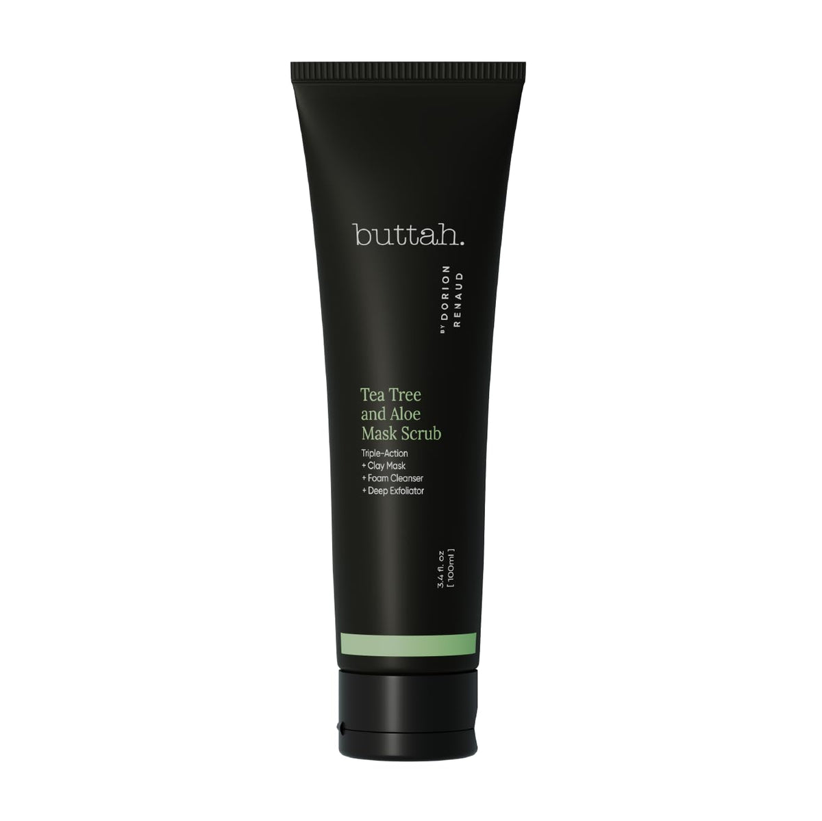 Buttah Tea Tree & Aloe scrub tube with creamy texture for refreshing cleanse