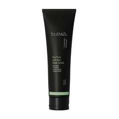 Buttah Tea Tree & Aloe scrub tube with creamy texture for refreshing cleanse