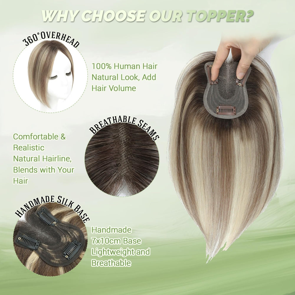 Ombre light brown blond BUTYWAY topper blends with natural hair beautifully.