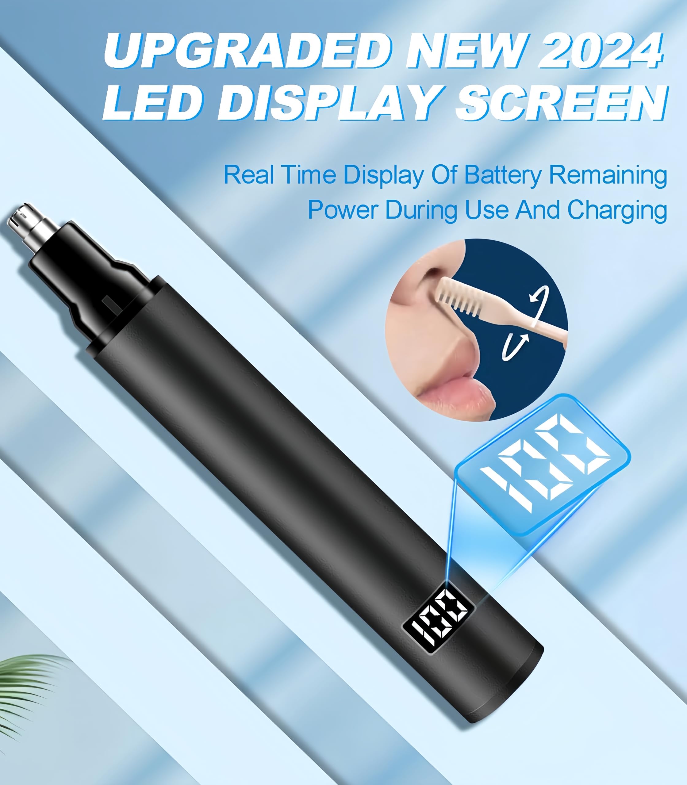 BUV two-heads removable design for versatile grooming on nose, ears, and face