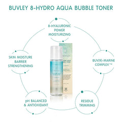 BUVLEY toner foam texture close-up showing airy bubbles for gentle layering.