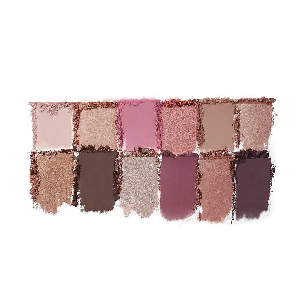 BUXOM Forever Babe palette swatches show blendable formulas for day-to-night transitions.