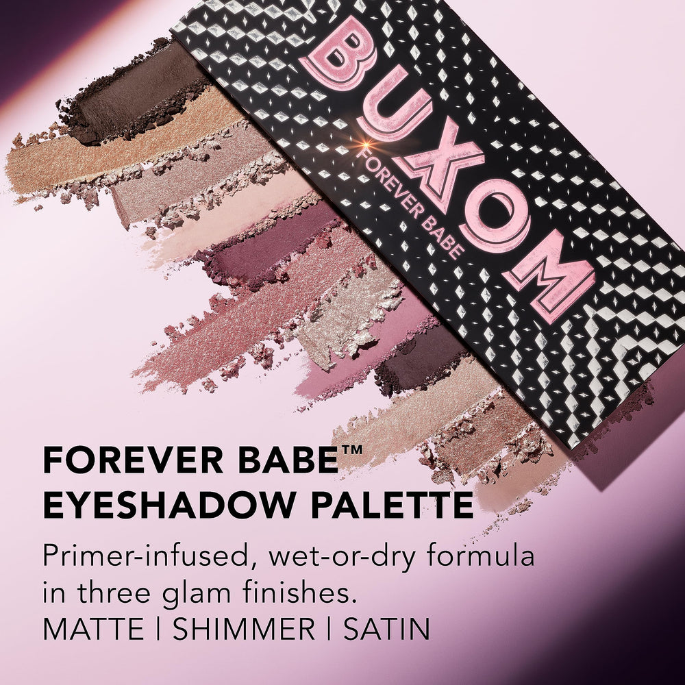 BUXOM Forever Babe shimmer shades add a subtle glow for evening drama.