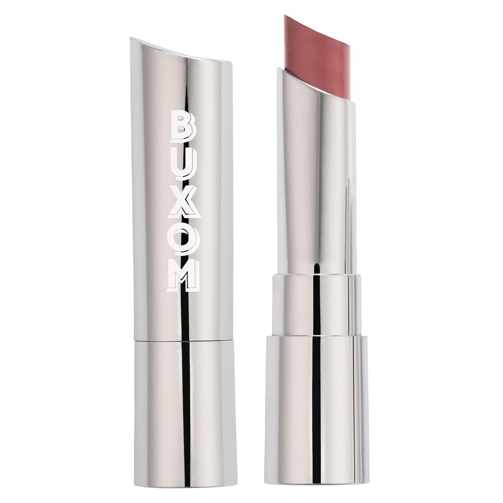 Buxom Full-On Satin Lipstick cap close-up showing rich color for effortless application.