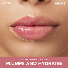Buxom Full-On lip gloss lip swatch in coral peach