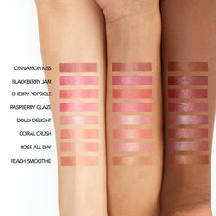 BUXOM hyaluronic acid spheres swatch demonstrating moisture delivery and lip line smoothing.