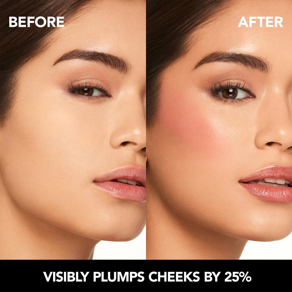 Blurring pigments create a soft-focus cheek glow with Plump Shot