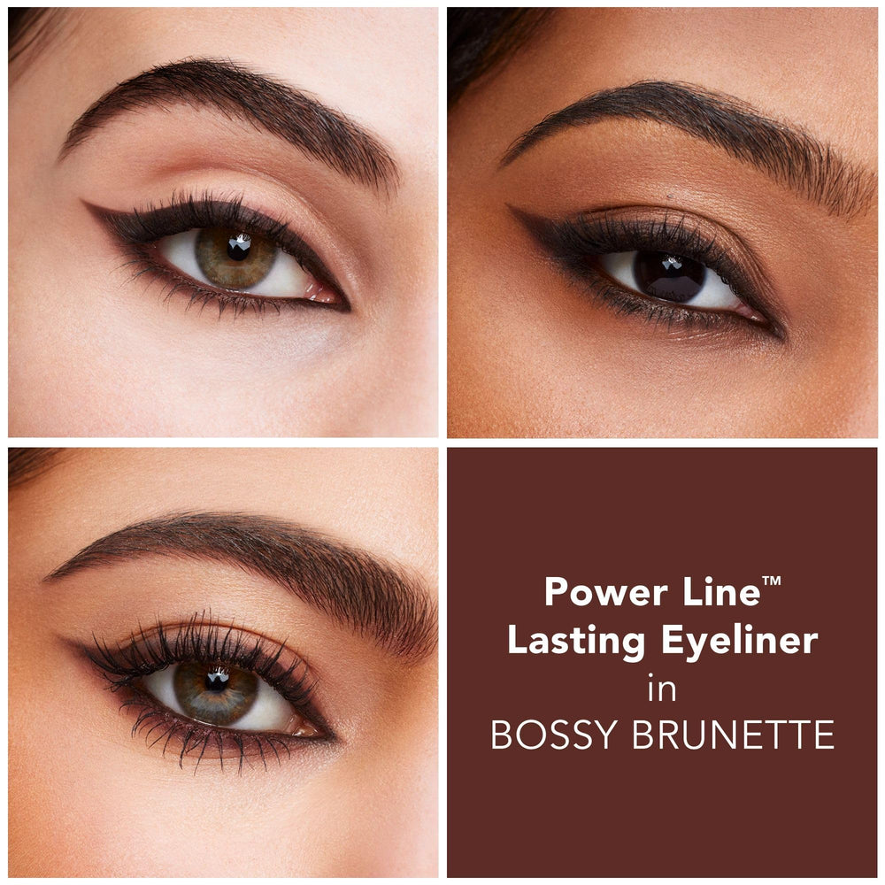 Buxom Power Line Lasting Eyeliner Bossy Brunette precise lash line application.