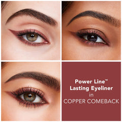 Buxom Power Line Lasting Eyeliner Copper Comeback waterproof formula withstands sweat and rain.
