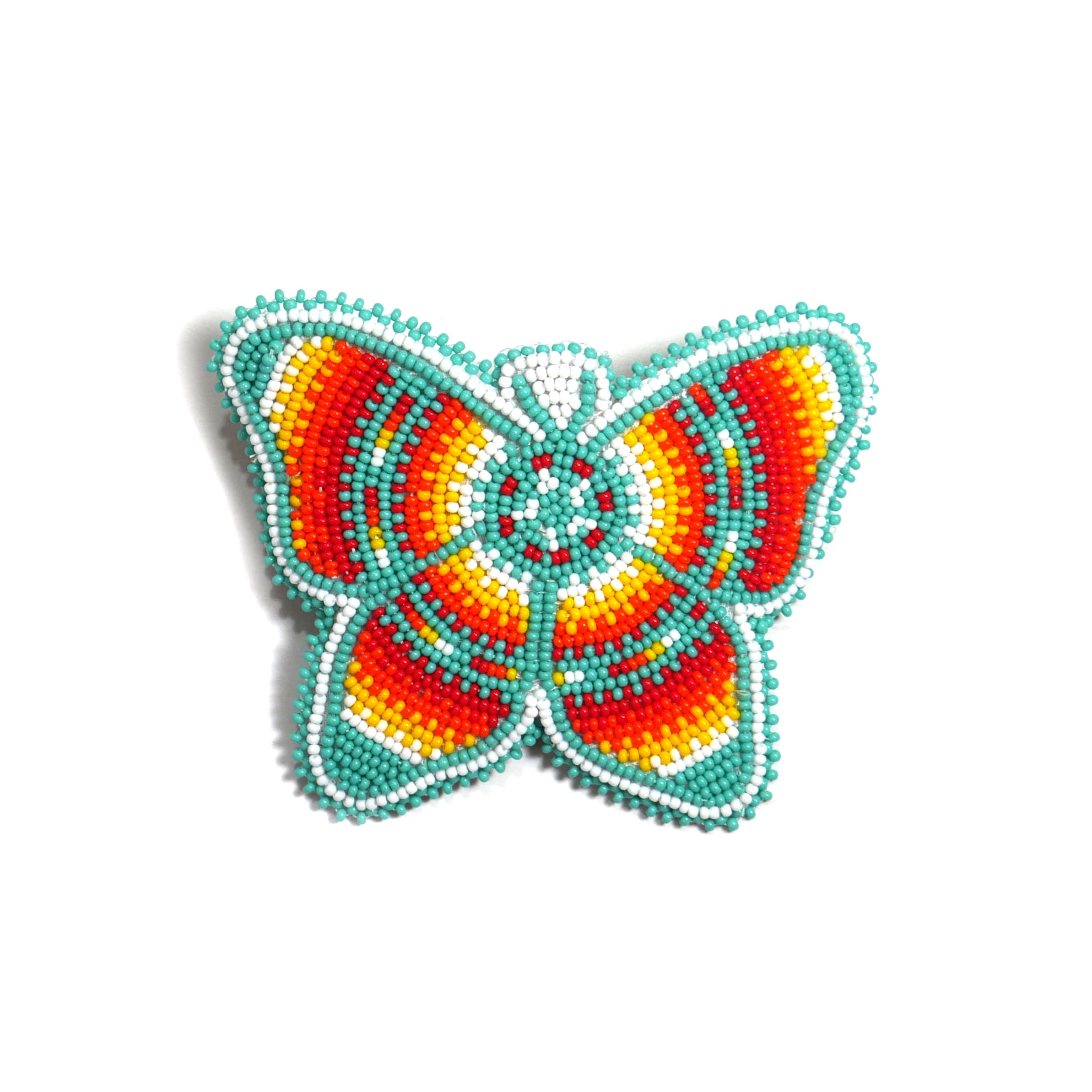 BuyBeaded butterfly turquoise hair clip showcases intricate beadwork and vibrant color