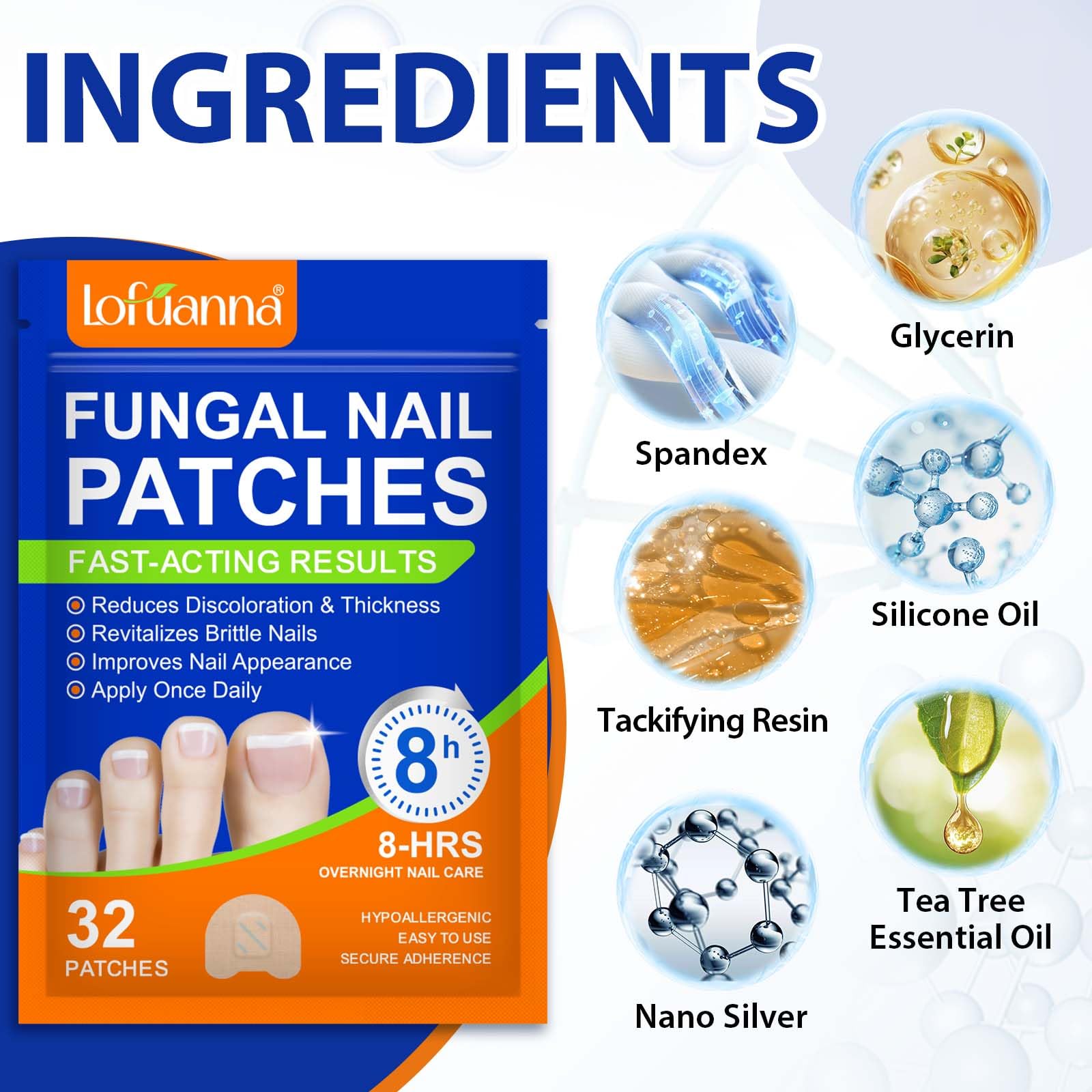 Buyourtaste patches applied on damaged nail for targeted nourishment.