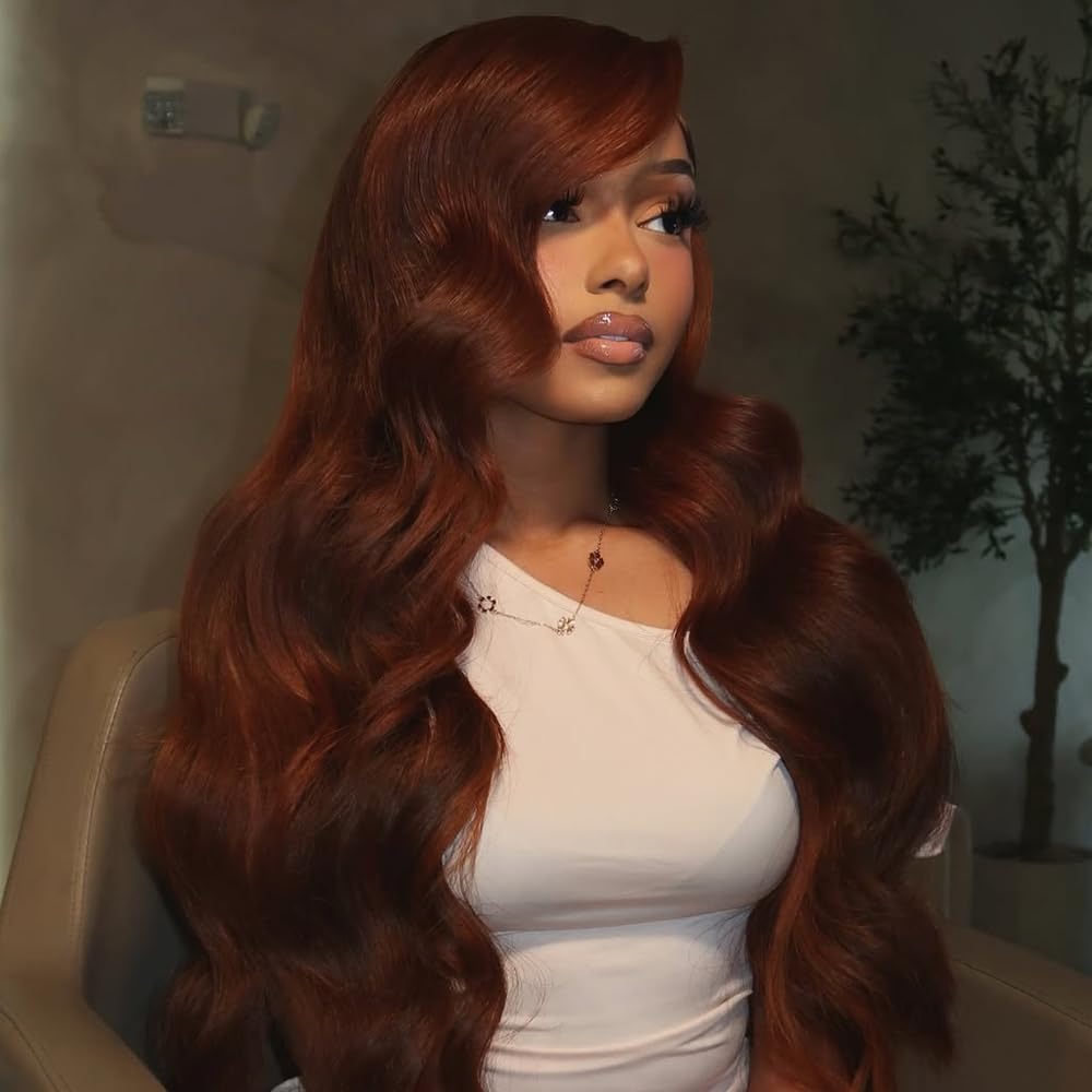 BVH 30-inch reddish brown lace front wig front view for a natural hairline