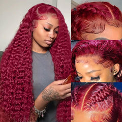 Bworto Burgundy wig 99J 13x6 lace front showcases vibrant color and easy styling