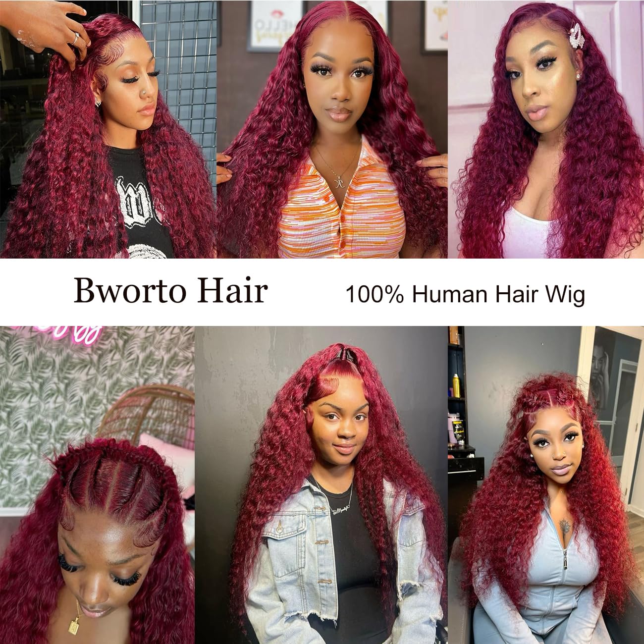 Bworto Burgundy wig versatile for weddings, daily wear, and special occasions
