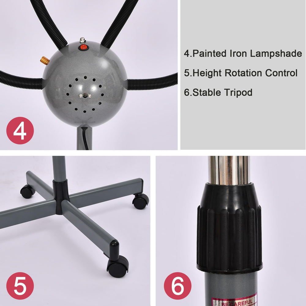 Bxdrlgkdi five-infrared-bulbs provide consistent heat across the head.