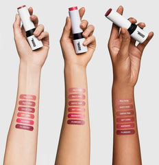BY MARIO Soft Pop Blush Stick Pale Petal swirl on skin shows creamy blend.