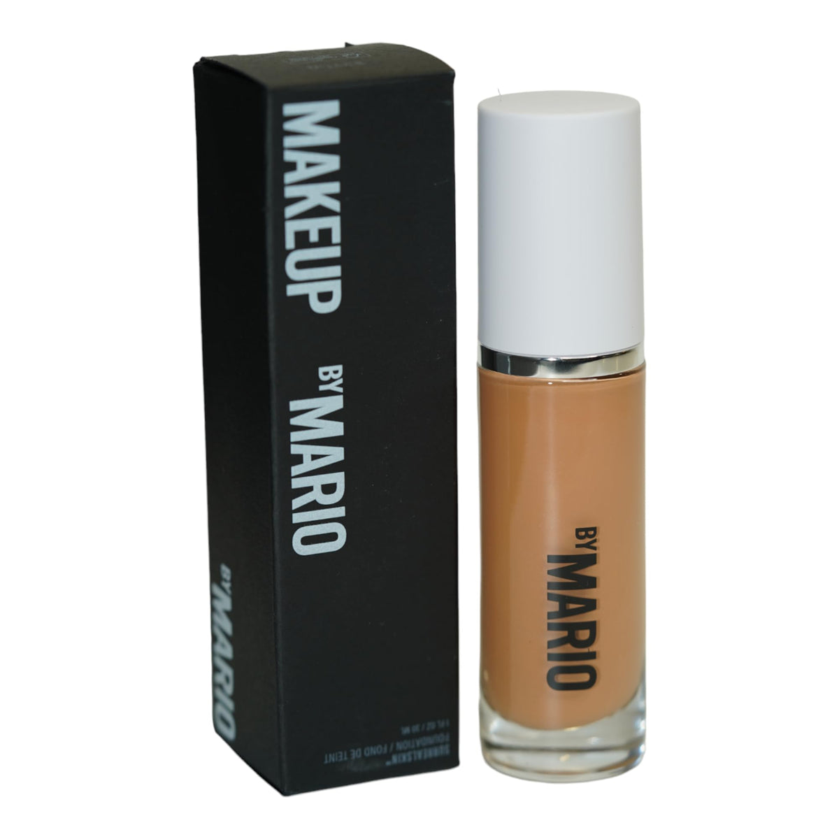 BY MARIO SurrealSkin foundation bottle shows vegan long-wear coverage.